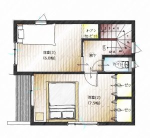 B棟　平面図3F　家具入り